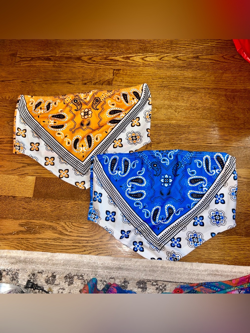 Paisley Bandana Tube Tops ; Blue & Orange